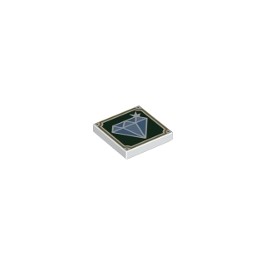 Tile 2 x 2 with Groove with Sparkling Medium Blue and Light Blue Diamond Jewel with White Outline on Dark Green Backgrou...