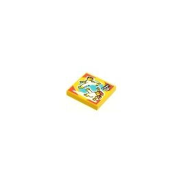 Tile 2 x 2 with Groove with BeatBit Album Cover - Two Minifigures Dancing Capoeira Pattern