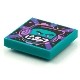 Tile 2 x 2 with Groove with BeatBit Album Cover - Dark Turquoise Minifigure, Black Hat and Dark Purple Headphones Patter...