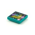 Tile 2 x 2 with Groove with BeatBit Album Cover - Pink, Yellow, Dark Turquoise and Dark Purple Stripes, Lines and Dots P...