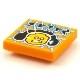 Tile 2 x 2 with Groove with BeatBit Album Cover - Minifigure Head with Headphones and Lightning Bolts Electricity Patter...