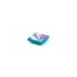 Tile 2 x 2 with Groove with BeatBit Album Cover - Metallic Light Blue Stars and Cat Head Microphone Pattern