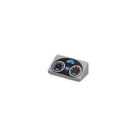 Slope 30 1 x 2 x 2/3 with Black Oval Dashboard with Silver, Medium Azure and Red Gauges Pattern