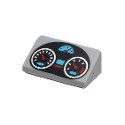 Slope 30 1 x 2 x 2/3 with Black Oval Dashboard with Silver, Medium Azure and Red Gauges Pattern