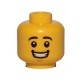 Minifigure, Head Black Eyebrows, White Pupils, Chin Dimple, Open Mouth Smile with Teeth Pattern - Hollow Stud