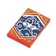Tile 2 x 3 with White Stern Eyes and Clouds on Dark Blue Background with Gold Trim Pattern (Ninjago Stealth Banner)