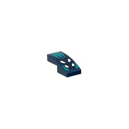 Slope, Curved 2 x 1 x 2/3 with 4 White Eyes, Dark Turquoise Hair Pattern