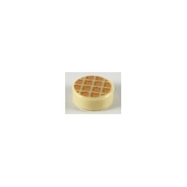 Tile, Round 1 x 1 with Waffle, Nougat Squares with Medium Nougat Edges Pattern