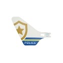 Plastic Tail for Flying Helicopter with "POLICE" and Partial Police Gold Star Badge Pattern on Both Sides