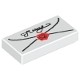 Tile 1 x 2 with Groove with Mail Envelope, Cursive Script and Seal Pattern