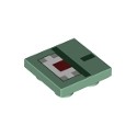Tile, Modified 2 x 2 Inverted with Pixelated Dark Green, Dark Red, White and Gray Pattern (Minecraft Guardian)