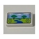 Tile 1 x 2 with Groove with Viewfinder Screen Image of Safari Park with 2 Trees and River Pattern