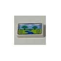 Tile 1 x 2 with Groove with Viewfinder Screen Image of Safari Park with 2 Trees and River Pattern