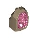 Rock 1 x 1 Geode with Molded Glitter Trans-Dark Pink Crystals Pattern