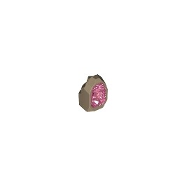 Rock 1 x 1 Geode with Molded Glitter Trans-Dark Pink Crystals Pattern