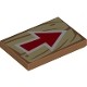 Tile 2 x 3 with Red Arrow on Wood Grain Background Pattern