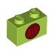 Brick 1 x 2 with Red Coin Pattern