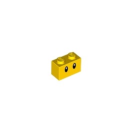 Brick 1 x 2 with Black Eyes Pattern (Wiggler)