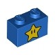Brick 1 x 2 with Yellow Star with Black Eyes Pattern