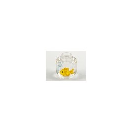 Minifigure, Head without Face with Yellow Fish and White Bubbles Pattern - Vented Stud