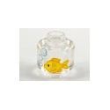 Minifigure, Head without Face with Yellow Fish and White Bubbles Pattern - Vented Stud