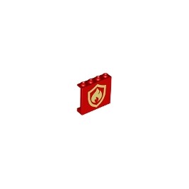 Panel 1 x 4 x 3 with Side Supports - Hollow Studs with Fire Logo Badge Pattern