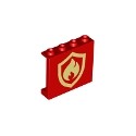 Panel 1 x 4 x 3 with Side Supports - Hollow Studs with Fire Logo Badge Pattern