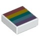 Tile 1 x 1 with Groove with Coral, Yellow, Dark Turquoise, Medium Azure, and Medium Lavender Rainbow Stripes Pattern