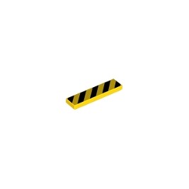 Tile 1 x 4 with Black and Yellow Danger Stripes (Yellow Corners) Pattern