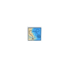 Tile 2 x 2 with Groove with Map of Coastline with Tan Land, Dark Azure and Medium Azure Water, and Dark Blue Dotted Line...