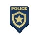 Tile, Modified 2 x 3 Pentagonal with Gold "POLICE" and Star Badge Pattern