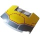 Wedge 3 x 4 x 2/3 Triple Curved with Dark Bluish Gray and Yellow Armor Plates and Dark Red Lines Pattern