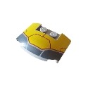 Wedge 3 x 4 x 2/3 Triple Curved with Dark Bluish Gray and Yellow Armor Plates and Dark Red Lines Pattern