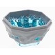 Rock 4 x 4 Octagonal Boulder, Bottom with Molded Trans-Light Blue Crystals Pattern