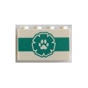 Panel 1 x 4 x 2 with Side Supports - Hollow Studs with Paw Print on Dark Turquoise EMT Star of Life and Stripe Pattern