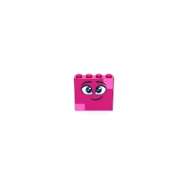 Brick 1 x 4 x 3 with Twinkling Dark Azure Eyes, Eyebrows, Smile and Dark Pink Squares on Two Corners Pattern (Queen Wate...