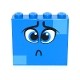 Brick 1 x 4 x 3 with Dark Azure Eyes, Worried Eyebrows, Sad Pout and Medium Azure Squares on Two Corners Pattern (Queen ...