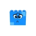 Brick 1 x 4 x 3 with Dark Azure Eyes, Worried Eyebrows, Sad Pout and Medium Azure Squares on Two Corners Pattern (Queen ...