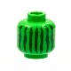 Minifigure, Head without Face with Dark Green Irregular Vertical Lines Pattern (Watermelon) - Hollow Stud