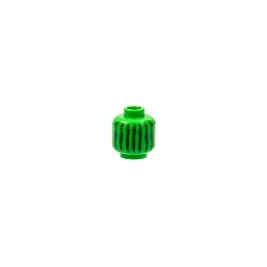 Minifigure, Head without Face with Dark Green Irregular Vertical Lines Pattern (Watermelon) - Hollow Stud