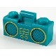 Minifigure, Utensil Radio Boom Box with Bar Handle with Gold Sound Wave Display and Rimmed Speakers Pattern