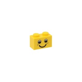 Brick 1 x 2 with Eyes and Freckles and Smile Pattern