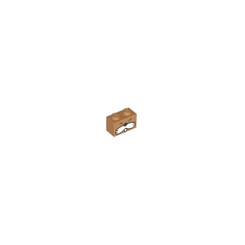 Brick 1 x 2 with Face, White Cheeks and Tooth, Black Whiskers, Nose and Eyes Pattern (Monty Mole)