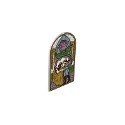 Glass for Door Frame 1 x 6 x 7 Arched with Notches and Rounded Pillars with Stained Glass Rose, Prince and Princess Patt...