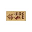Tile 1 x 2 with Groove with Reddish Brown Text and Plant Pattern