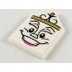 Tile, Modified 2 x 3 Pentagonal with Gold Crown, Female Face and Dark Pink Bottom Lip Pattern