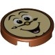Tile, Round 2 x 2 with Bottom Stud Holder with Laughing Clock Face Pattern (Cogsworth)
