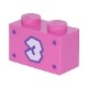 Brick 1 x 2 with White Number 3 with Dark Purple Outline and 4 Dots Pattern