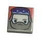 Tile 1 x 1 with Male Wizard Head with Dark Purple Hat, Light Bluish Gray Beard and Long Hair on Coral Background Pattern...