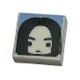 Tile 1 x 1 with Male Head with Frown, Black Eyebrows and Long Hair on Bright Light Blue Background Pattern (HP Severus S...